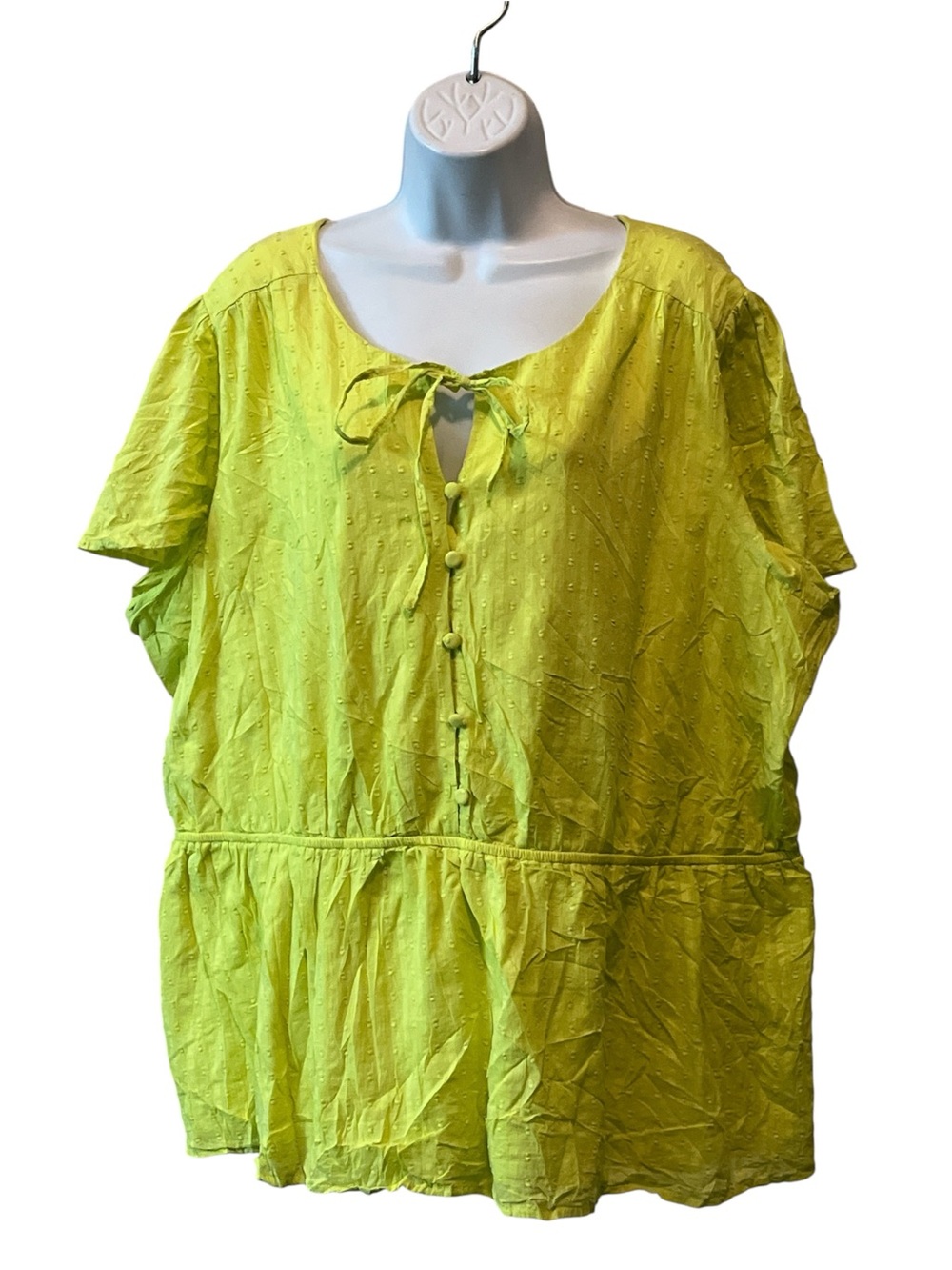 Lane Bryant Lime Green Peplum Tie-Front Blouse